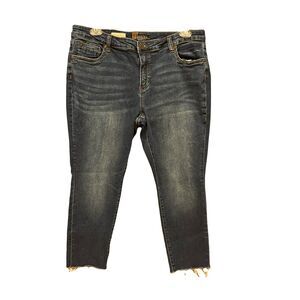 Kut from the Kloth Katy Boyfriend Jeans Womens 14W Dark Wash Blue Denim Raw Hem